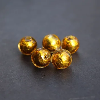

10Pieces /lot 8mm 10mm 12mm 14mm Glass lampwork beads White Foil Gold Color for jewelry &DIY Craft