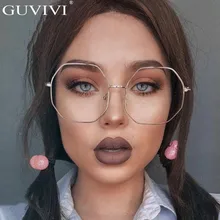 Негабаритный для мужчин и женщин металлический золотой восьмиугольник многоугольные очки прозрачные плоские зеркальные оправа для очков Occhiali da vista donna