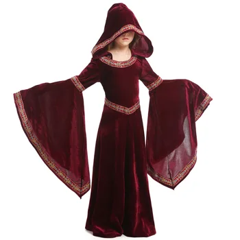 

Girls Children Halloween Costumes Cosplay Vampire Capes Hooded Cloak Performance Clothing Vampire Witch Costume Cosplay Medieval