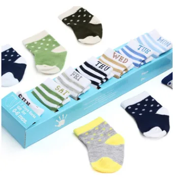 

7 Pairs Baby Socks Of Weeks Newborn Boy Girl Cotton Socks Soft Breathable Non-slip Socks Toddler Cartoon Soft Floor Wear