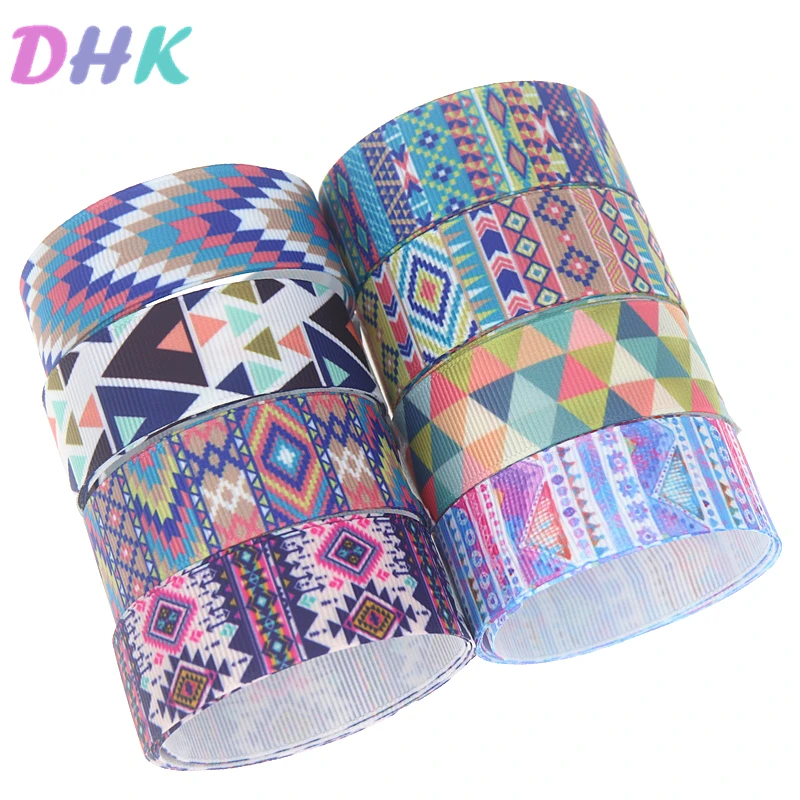DHK 50 ярдов ацтекский, племенной напечатан Grosgrain ленты ленточный аксессуар Hairbow Головные уборы украшения «сделай сам» оптом OEM S1149