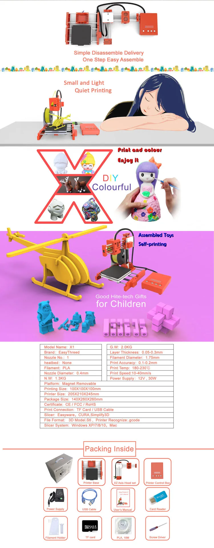 ultimaker 3d printer Easythreed X1 3D Printer Mini Entry Level 3D Printing Toy for Kids Children Personal Education Gift Easy to Use One Key Printing 3d printing machine