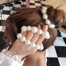 

Korean Romantic Pearl Scrunchie Ornament Hair Decoration Bracelet Women Girls Hair Rubber Bands Accessories Hair Rope Headdress