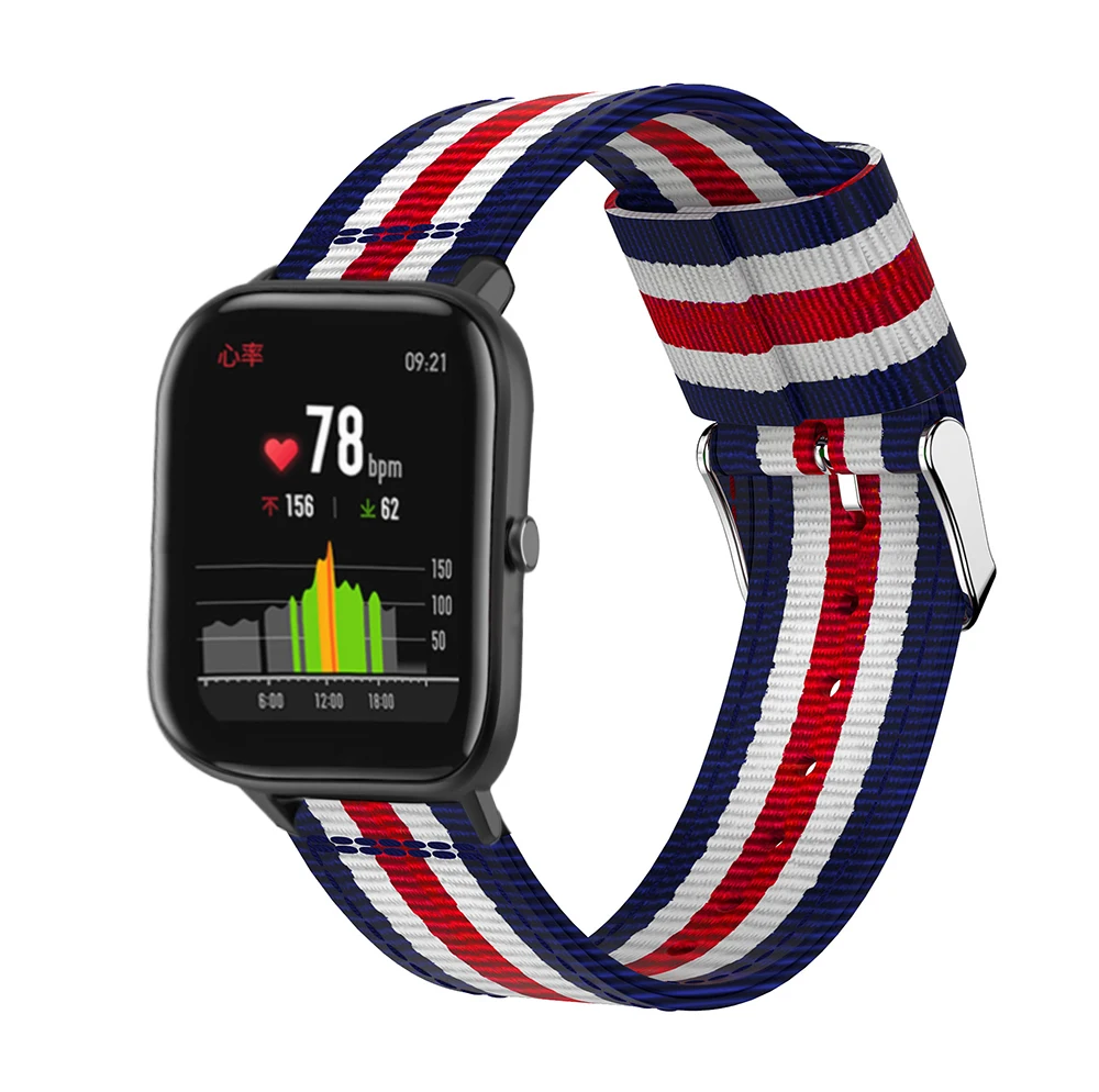 Нейлоновый Ремешок Для Xiaomi Amazfit Stratos 2 2s Pace ремешки для Amazfit Bip GTS GTR 42 мм 47 мм ремешок для часов huawei Watch GT Active