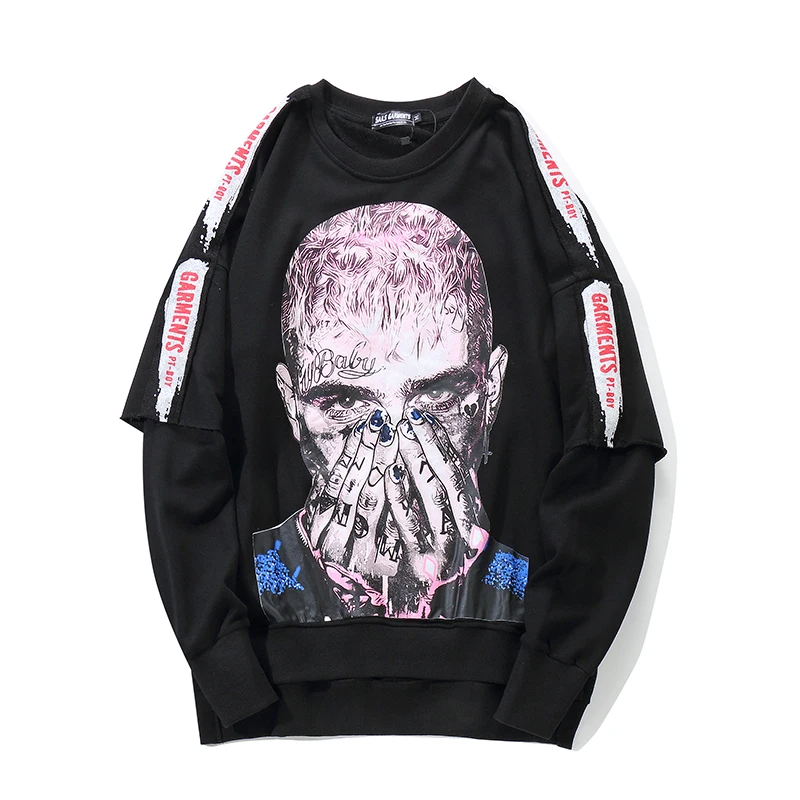 

Fake 2 Pcs Fleece Hoodies Men Back Extend Hoody Man Hip Hop Prtinted Streetwear 2019 Fall Winter Oversize O Neck Cloth
