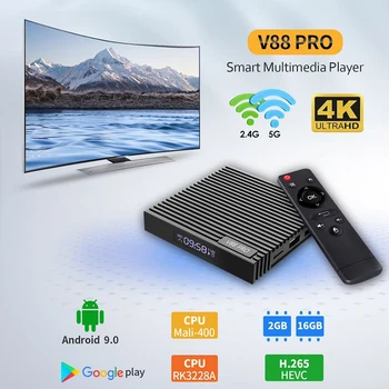 

Home Theater 4K HD Set Top TV Box Media Player Streaming Pro Support HDR WIFI 2.4G 5G Dual Band Wireless For Android 9.0