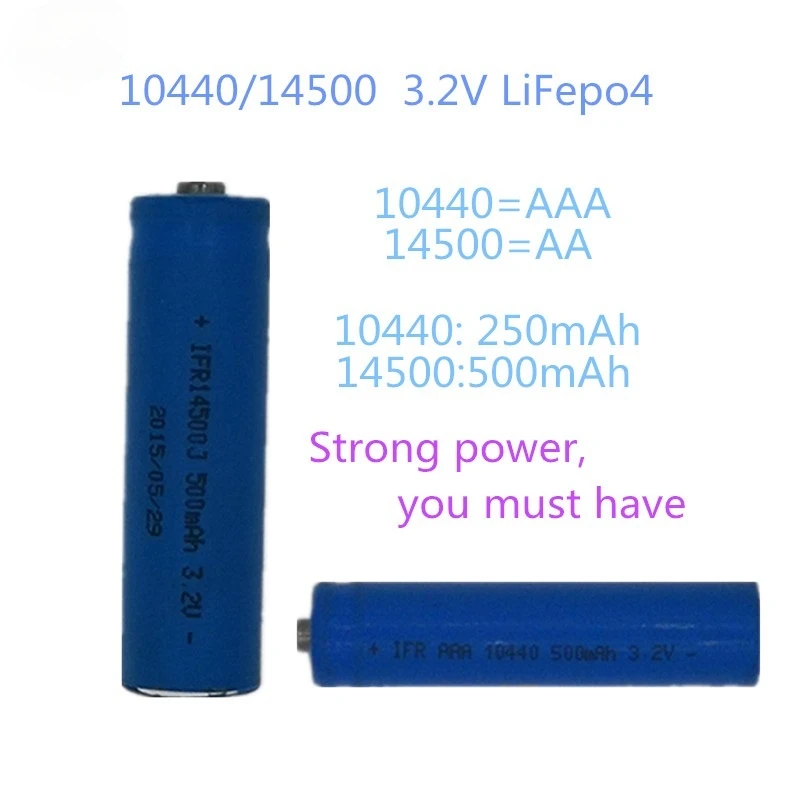 AA AAA Rechargeable 3.2V LiFePo4 10440 14500 Batteries with 2 Slot Smart Charger Intelligent Charger Batteries for Cameras