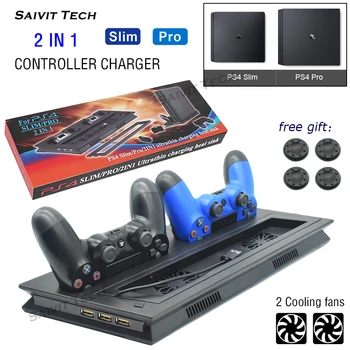 

PS4 PRO SLIM Vertical Stand Dual Controller Charger LED Charging Dock Station Cooling Fan PS 4 Accessories for Sony Playstation4