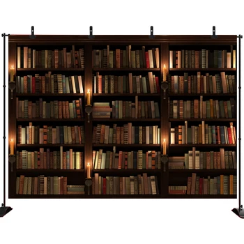 

Acejoker Old Wooden Bookshelf Book For Library Study Child Portrait Photo Background Photography Backdrop Photocall Photo Studio