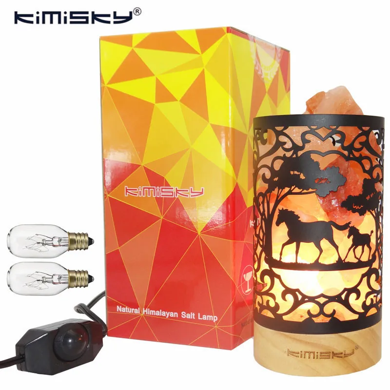 

Kimisky Night Light Salt Lamp Himalayan Natural Air Purifier Table Lava Lamp Luminaria Dimmer Switch US Plug Warm Decor