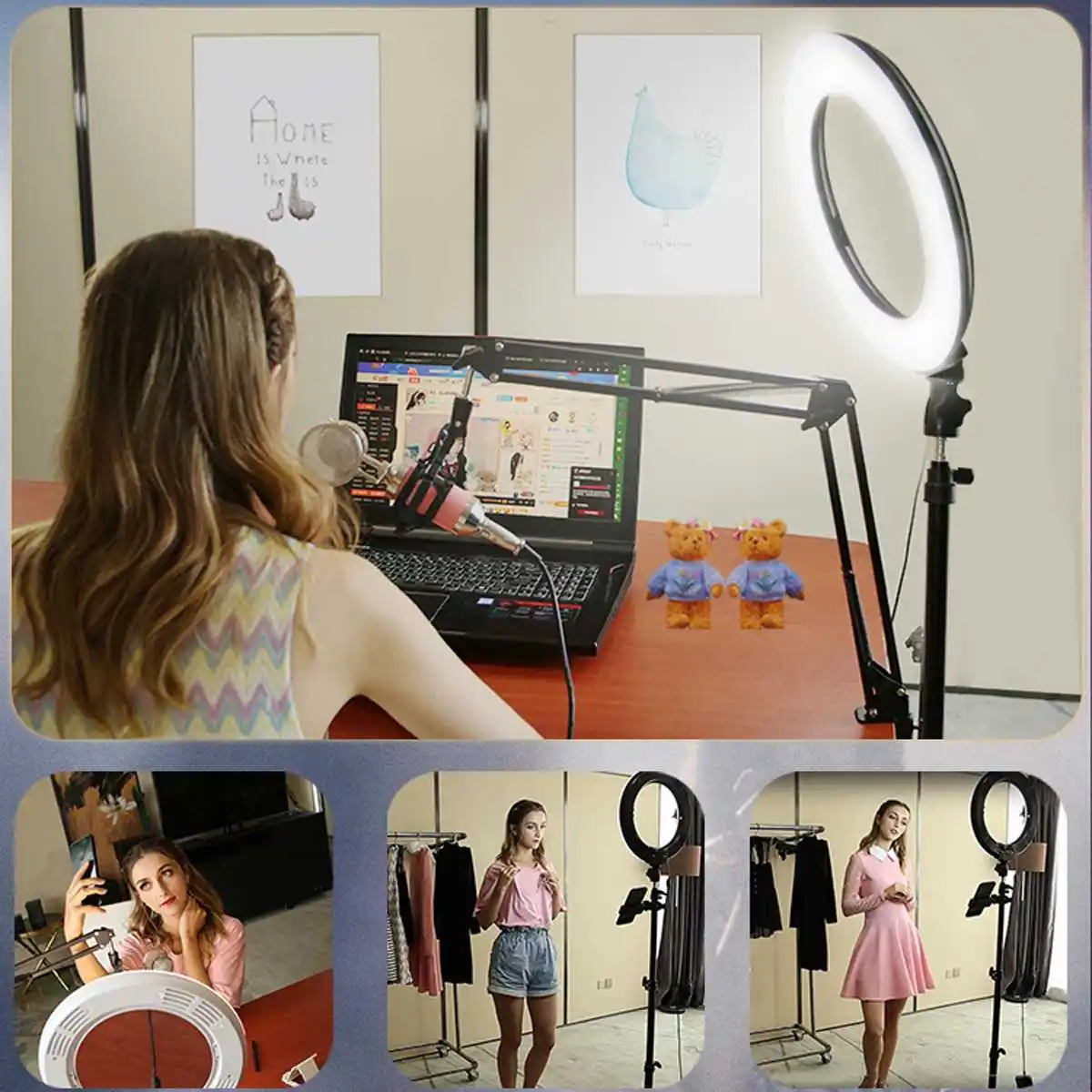 

7Color LED Camera Photo Video Fill Light 19" 48W 3200K~6500K Dimmable Photography Ring Video Light for Camera Fill Light