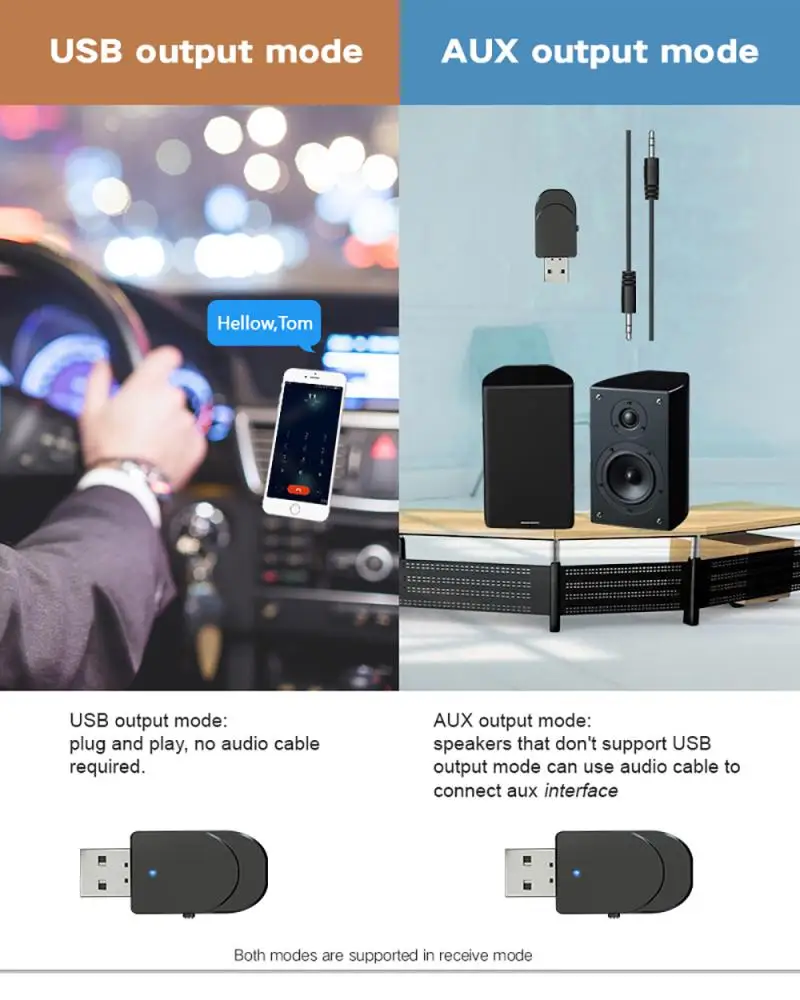 KN330 Bluetooth 5.0 오디오 송신기 수신기 어댑터 2-in-One USB 컴퓨터 TV 어댑터 자동차 듀얼 출력