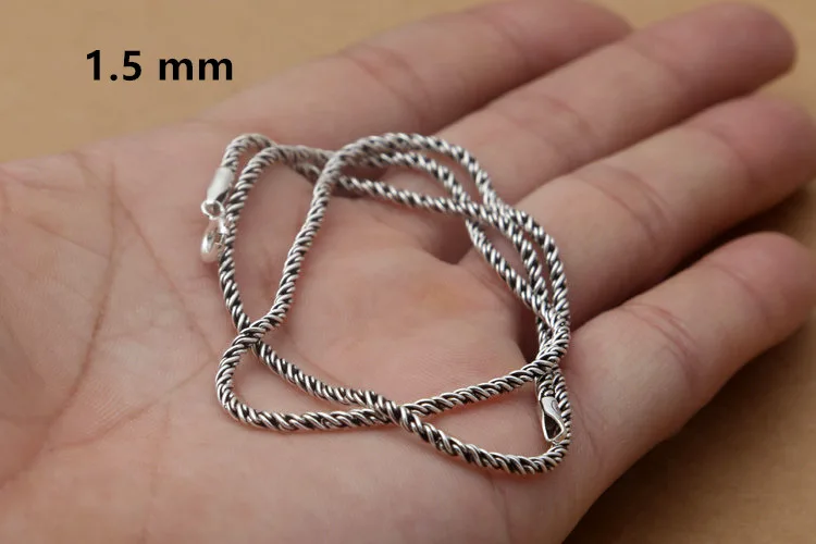 1 and a half mm Твердые 925 пробы Серебряная тесьма на веревочной цепочке Цепочки и ожерелья для изготовления ювелирных изделий Топ ювелирных изделий Ремесла Компоненты 925 цепи диаметр 1,0/1,5/2,0 мм - Цвет: 1 and a half mm