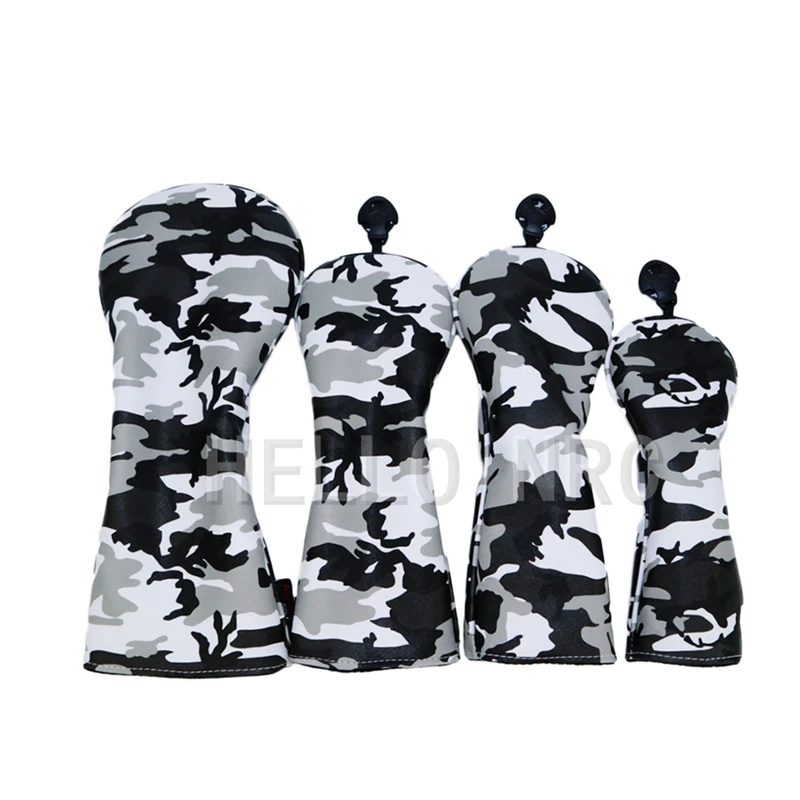 2021 New Golf Club Headcover for #1 Driver #3 #5 Fairway Wood Head Camouflage Pattern 4Pcs/Set Grey