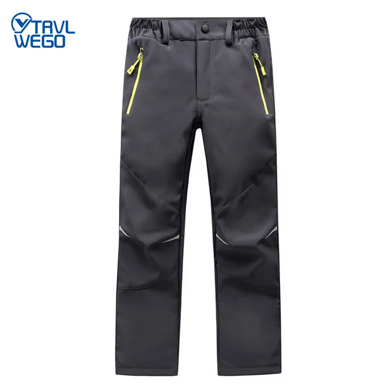 

TRVLWEGO Ski Pants Hiking Camping Sports Winter Boy Girl Night Glow Waterproof Breathable Soft Shell Thick Snow Pants Kids