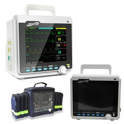CMS6000 Portable ICU Patient Monitor Vital Signs Machine 6 Parameters Monitor ECG NIBP SPO2 Resp PR TEMP with Carry Handbag