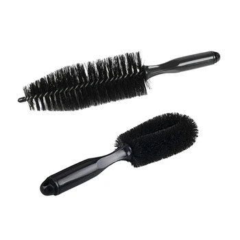 

2 Pcs Black Truck Car Auto Wheel Tire Rim Tapered Brush Cleaning Tool Non-Scratch Material 13.6inch & 170mm