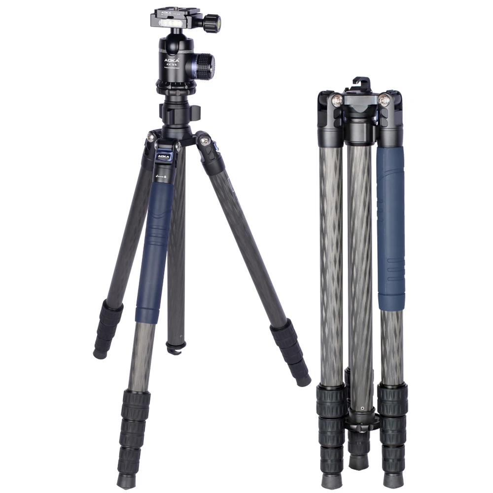 

AOKA AK254C loading 13kg height 1460mm professional travel video digital camera carbon fiber tripod stand with KK33 ball head