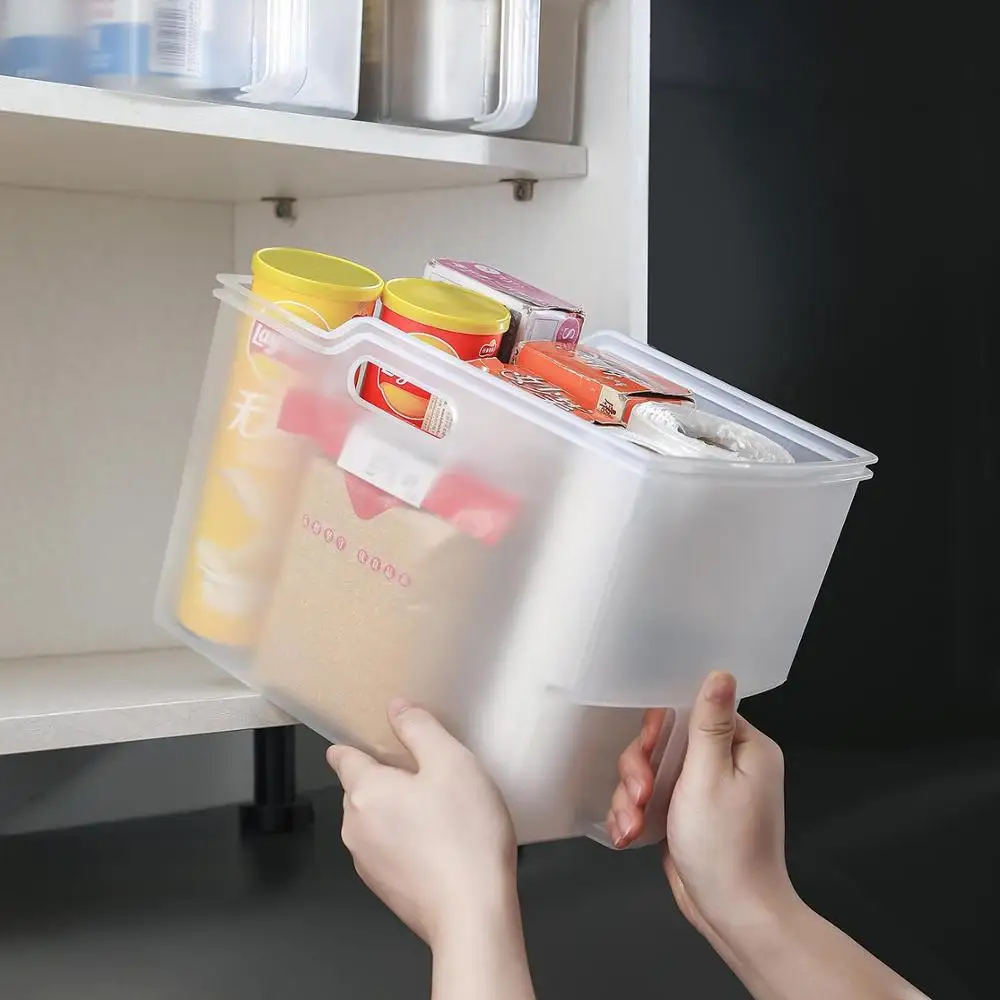 Кухонные большие прозрачные контейнеры для хранения пищевых продуктов с ручкой