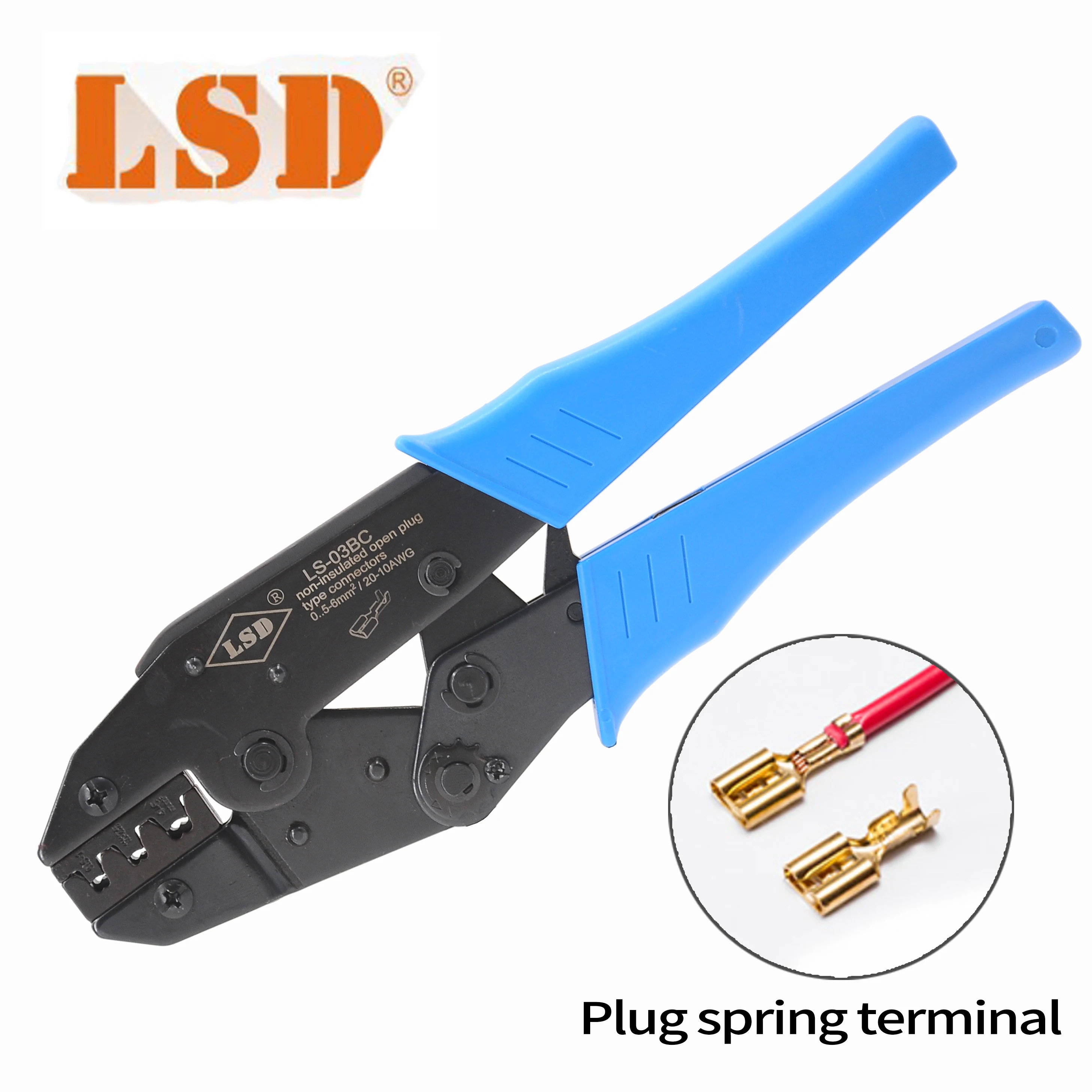 

LS-03BC Ratchet hand crimping tools for 0.5-6mm2 non-insulated open plug spring terminal