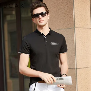 

UCAK Brand Zipper Polo-Shirts Men Clothes Turn-down Collar Cotton Tee Shirts Homme New Summer Tops Clothing Polo-shirt U5187