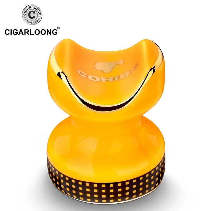 Golden CIGARLOONG Пепельница держатель стали керамики стенд сигары держатель CLG-KH01 - Цвет: Golden