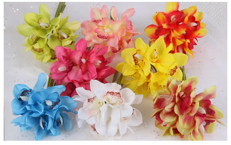 High Quality DIY Imitation Flower Silk Orchid Artificial Flower For Home Wedding Decoration Multicolor Optional JH181 (8)