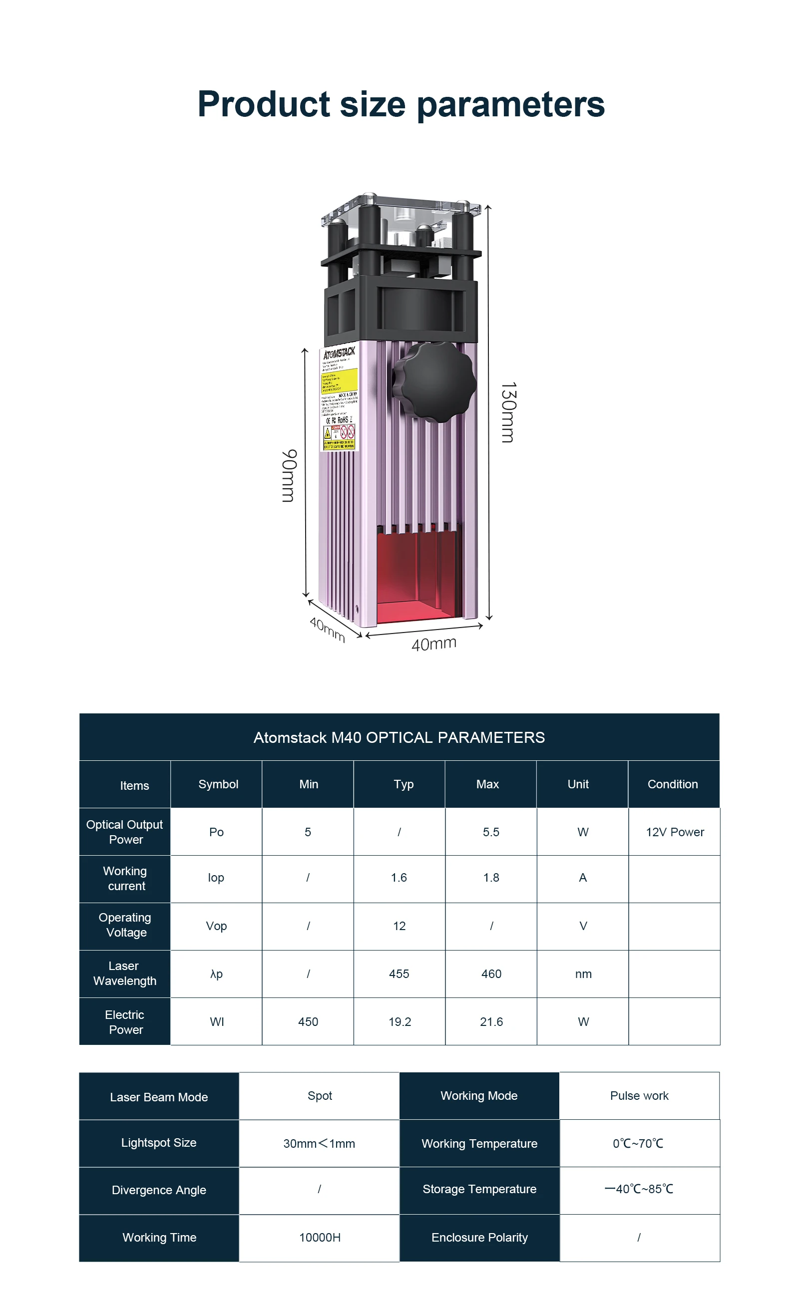 ATOMSTACK M40 40W Univeral Laser Engraver Module For Engraving Machine PVC /Wood/Leather/Metal/Acrylic CNC Router Cutting