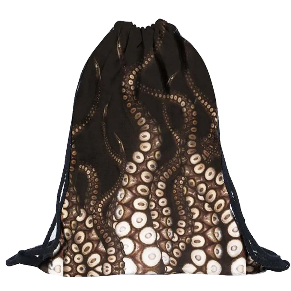 Для женщин и мужчин Осьминог Drawstring рюкзаки 3D печать сумки для хранения спортивные карманные сумки фестиваль Хэллоуин конфеты карман sacos de new