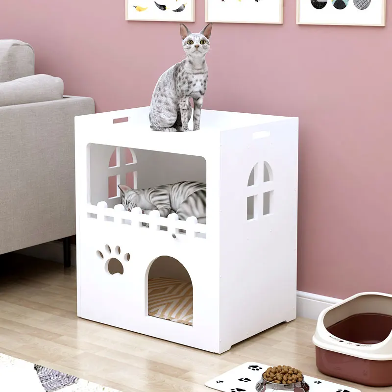 

Cat Villa Cat Litter Summer Cool Cat Cage Household Small Two-story Cat House Double Litter Four Season General Kitty House