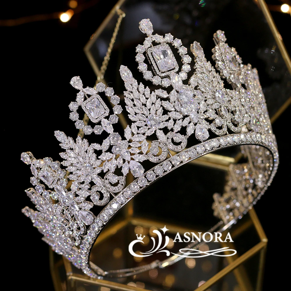 Luxury Classical Big CZ & Crystal Full Crown Bridal Party Pageant Prom Tiara 