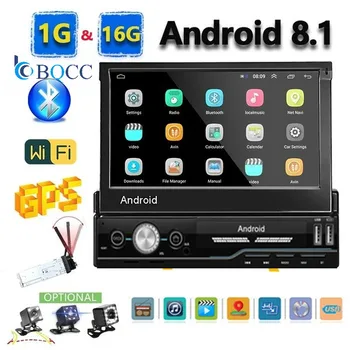 

7'' Android 8.1 HD 1080P Retractable Touch Screen Autoradio + WiFi + Free GPS Offline Map + FM +Bluetooth Car Player Support Cam