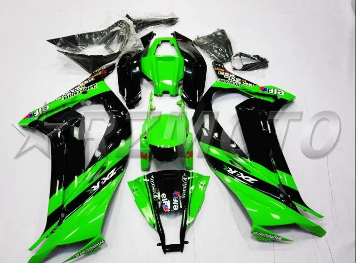 Лидер продаж инжекторный ABS обтекатель комплект подходит для Kawasaki Ninja ZX-10R ZX10R 2011- 11 12 13 14 15 Обтекатели зеленый черный эльф