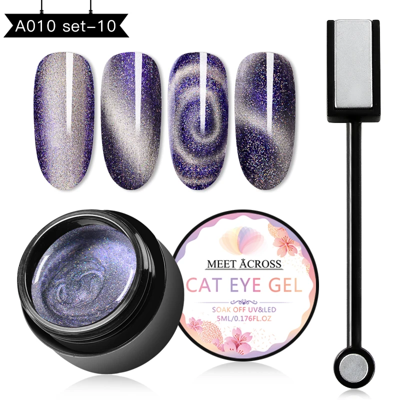 MEET ACROSS 9D Galaxy Magnetic Gel Nail Polish 5ML Soak Off UV LED Nail Art Lacquer Long Lasting Varnish Shining Cat Eye Gel - Цвет: CZH03592