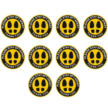 

Floor Stickers Large Size 11Inch Maintain 6 Feet Distance Safety Floor Marker Public Places,Waterproof,10 Pack