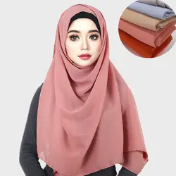 Новинка весна осень мусульманские женские роскошные брендовые шифоновые шарфы плюс размер 177 см * 72 см шелковый платок хиджаб шарф 20 цветов