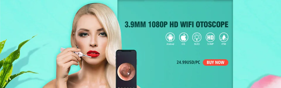 3,9 мм WiFi ушной отоскоп беспроводной HD1080P цифровой эндоскоп камера для наблюдения за ушами ушной воск инструмент для очистки с 6 светодиодами для IOS Android
