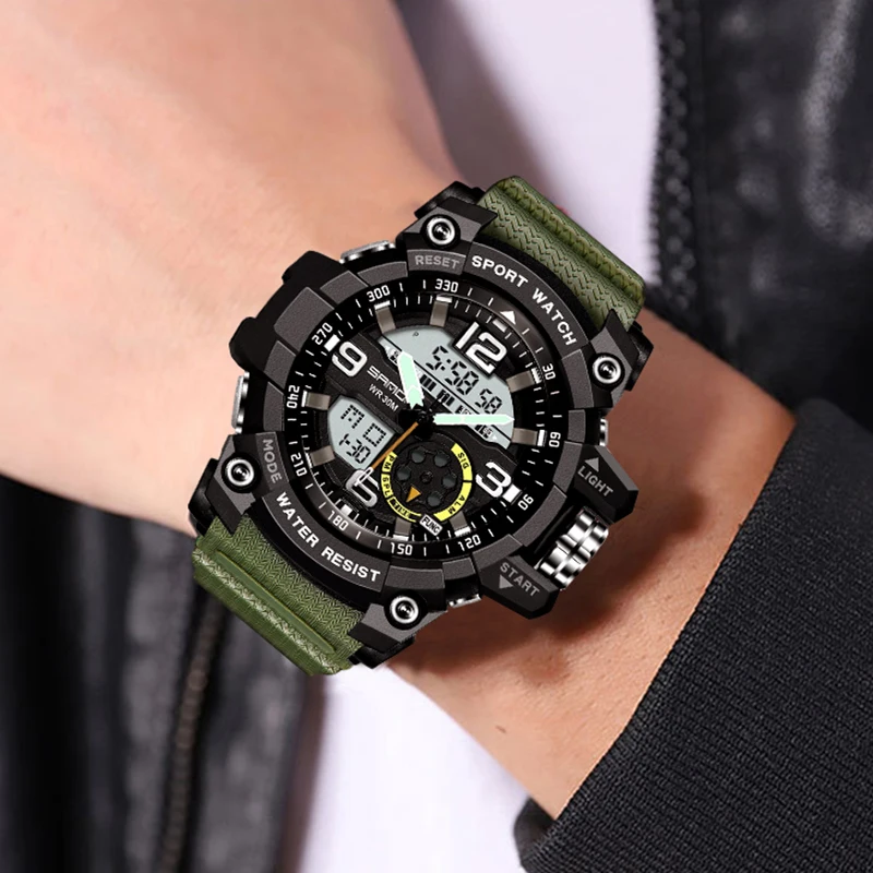 Billig Wasserdichte Sport Uhr Männer Uhren Militär Armee Berühmte Marke SANDA Dual Display Armbanduhr Männlichen Armbanduhr Für Männer Uhr Stunden