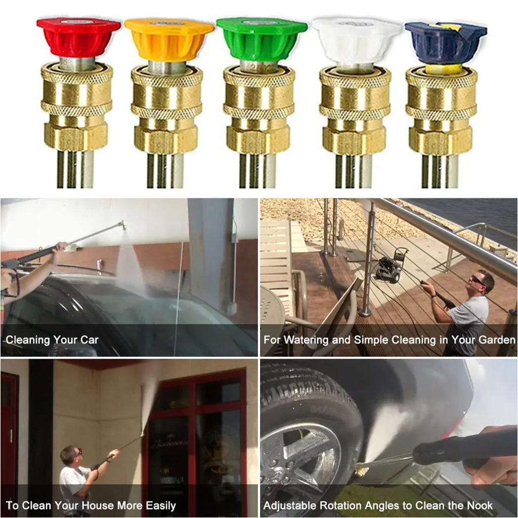 

4500psi high pressure washer with rotating rotating nozzle High Pressure Washer Nozzle Tips Wand Pivot Coupler Power Spray Kit#Z