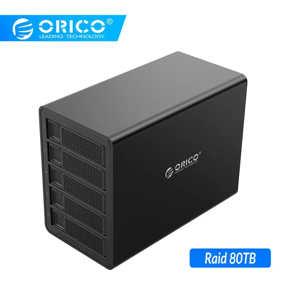 ORICO 5 bay 3,5 ''док-станция для жесткого диска USB3.0 на SATA с RAID алюминиевый корпус для жесткого диска 150 Вт внутренний адаптер питания чехол для жесткого диска