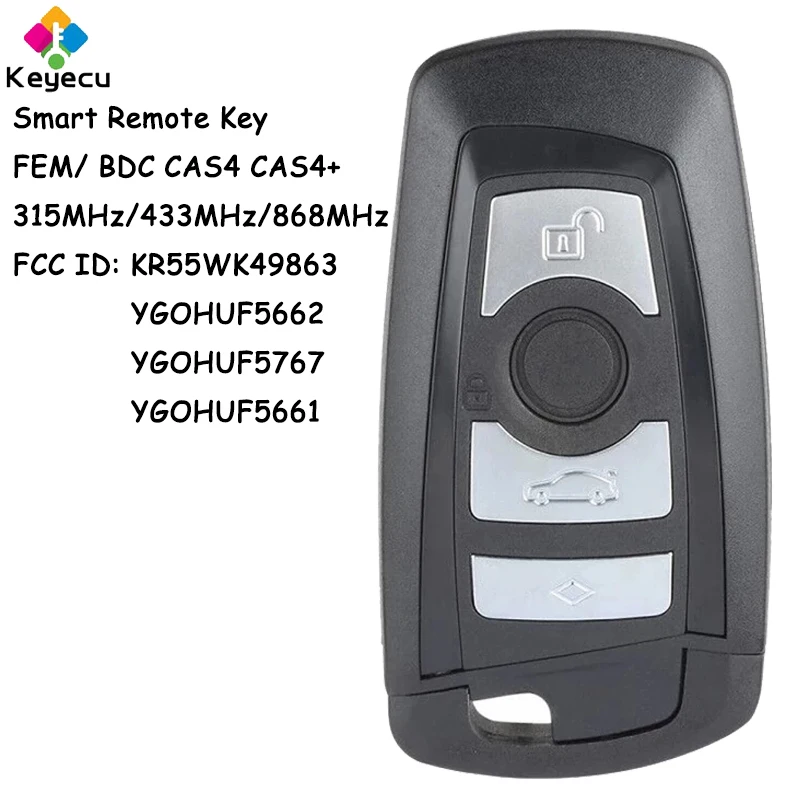 KEYECU Smart Remote Control Car Key With 4 Buttons 315MHz/ 433MHz/ 868MHz PCF7945 Chip Fob for BMW F Chassis FEM BDC CAS4 CAS4+ |
