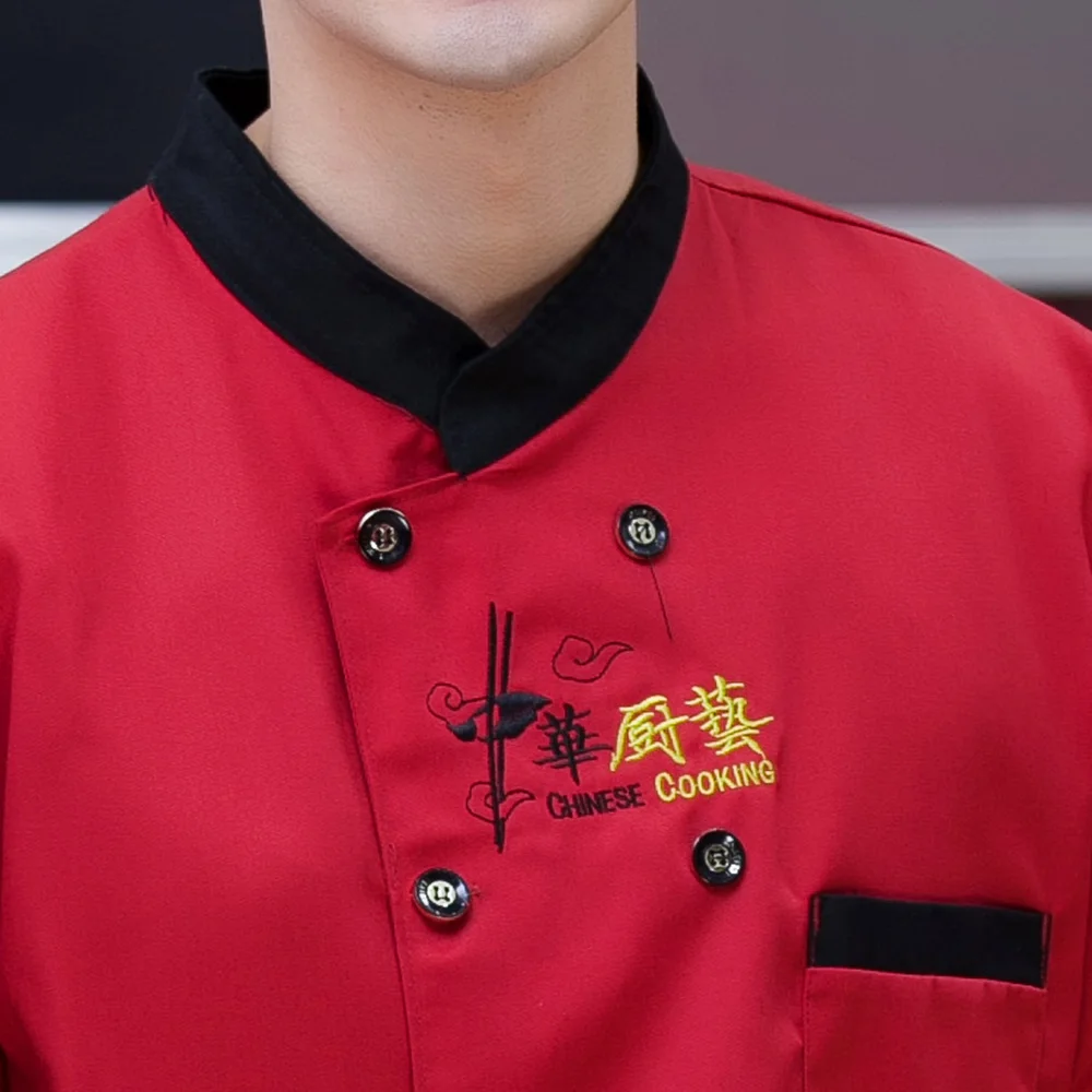 viaoli Printing Unisex Chef Uniform Food Service Cook Jacket Coat Solid Man Kitchen Restaurant Bakery Clothing Shirt