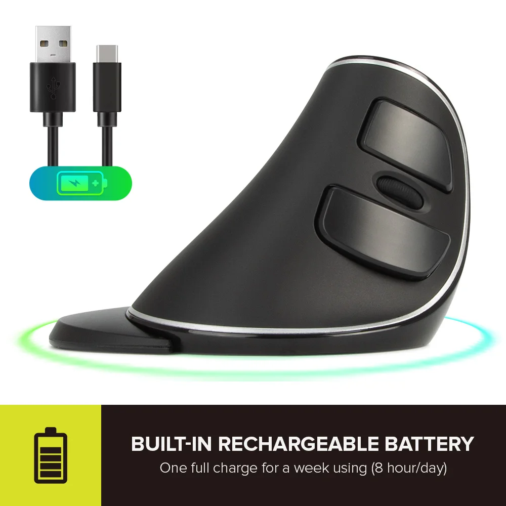 Resto para Computador M618pd sem Fio + bt Delux Ergonômico Vertical Recarregável Mouse 4000dpi 6 Botões Removível Palma Portátil - Imagem 3