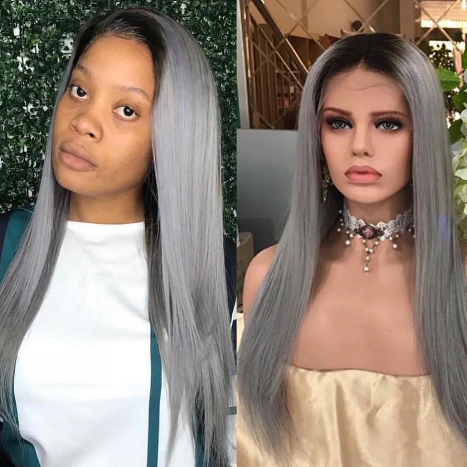 bundles with frontal brazilian Human hair weave bundles ombre grey color HD Lace 3 Short Long bundles extension For black Women