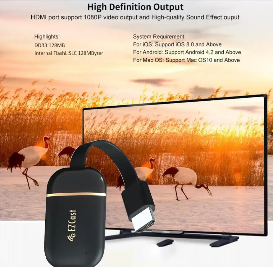 Беспроводной HDMI wifi Дисплей приемник HDTV ключ 5G 2,4G зеркальный экран 4K 1080P Miracast Android tv stick Airplay медиа стримеры
