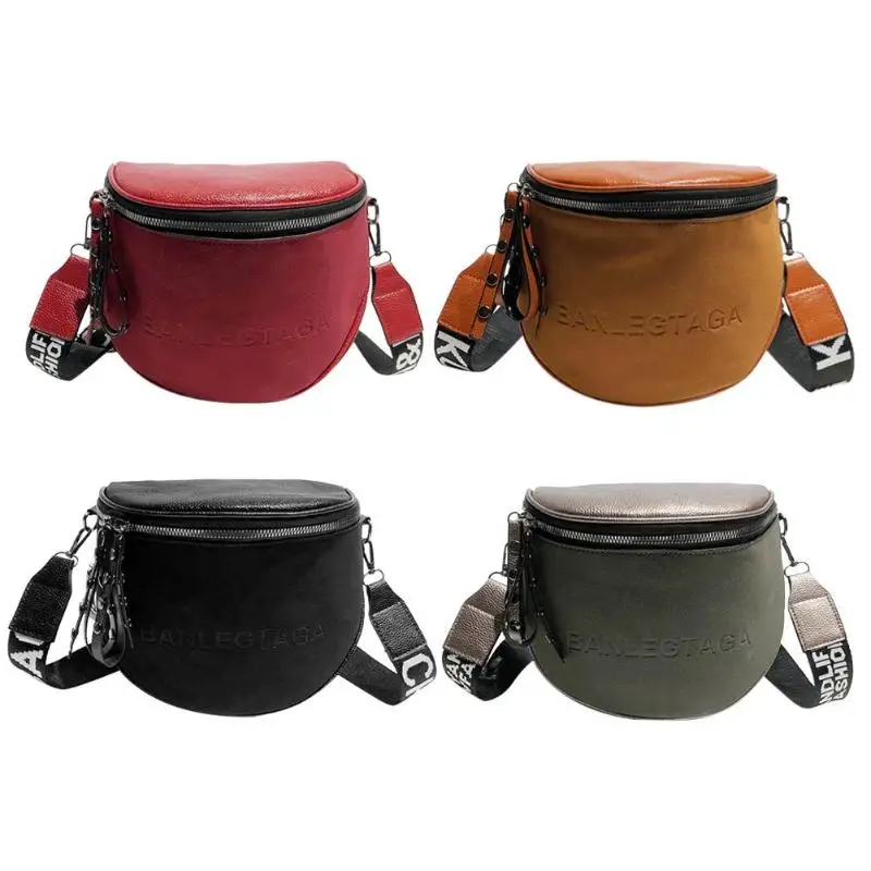 

PU Leather Semicircle Messenger Bag Women Shoulder Crossbody Saddle Bag Purse Women Fashion Waist Belt Packs
