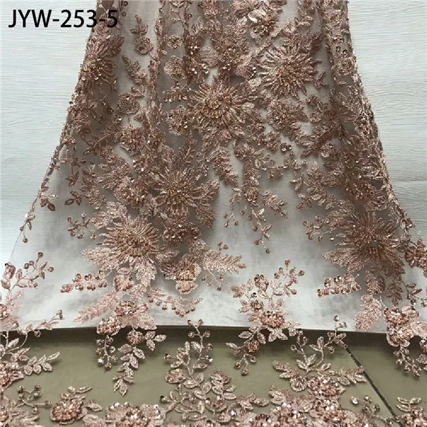 JYW-253-5 Французский сетки шнурки высокое качество ручной работы из бисера кружевной ткани в африканском стиле последнего поступления блестки тюль кружева ткань для вечерние платье JYW-253 - Цвет: JYW-253-5
