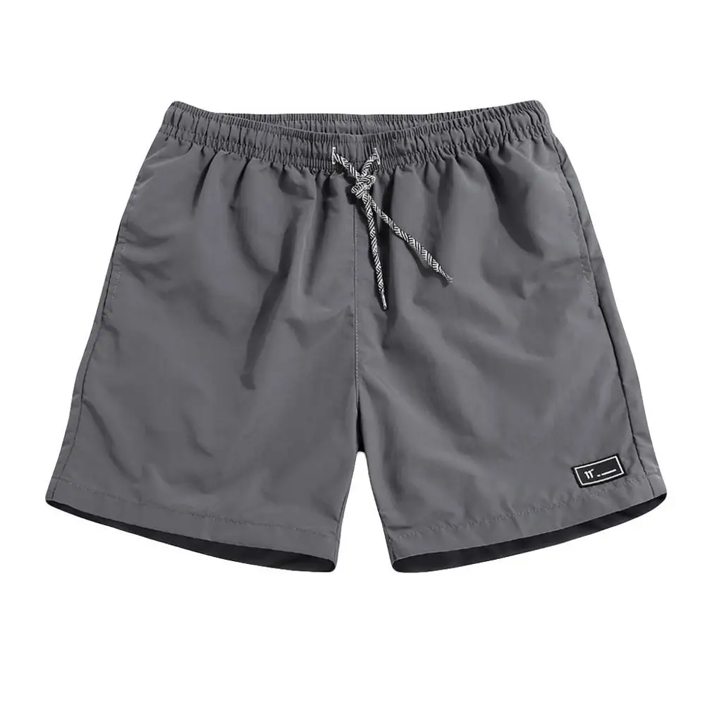 Серый Новинка, мужские летние шорты размера плюс 5XL, одноцветные тонкие быстросохнущие пляжные брюки, повседневные спортивные шорты, уличная одежда - Цвет: Серый