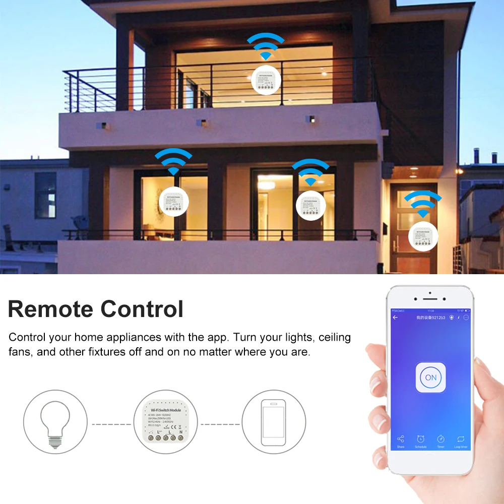Мини Wi-Fi умный светильник 2 способа Diy выключатель модуль eWeLink приложение дистанционного управления, совместим с Alexa Google Home/Nest IFTTT