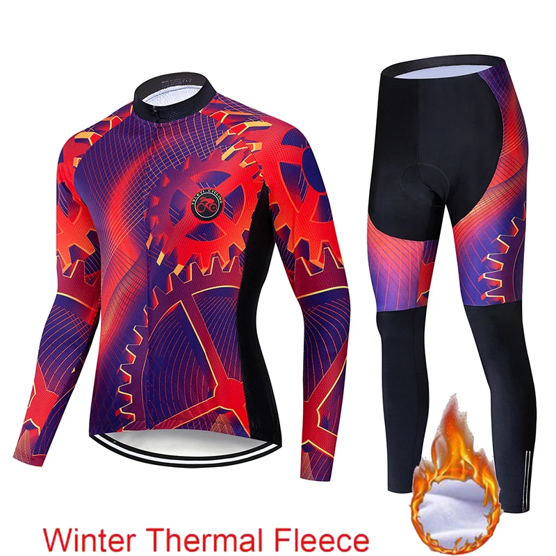 cycling set 8 Команда teleyi Велоспорт Джерси 5D велосипед брюки набор Ropa Ciclismo мужские зимние термо флис pro трикотаж для велосипедистов Майо Одежда - Цвет: cycling set 8